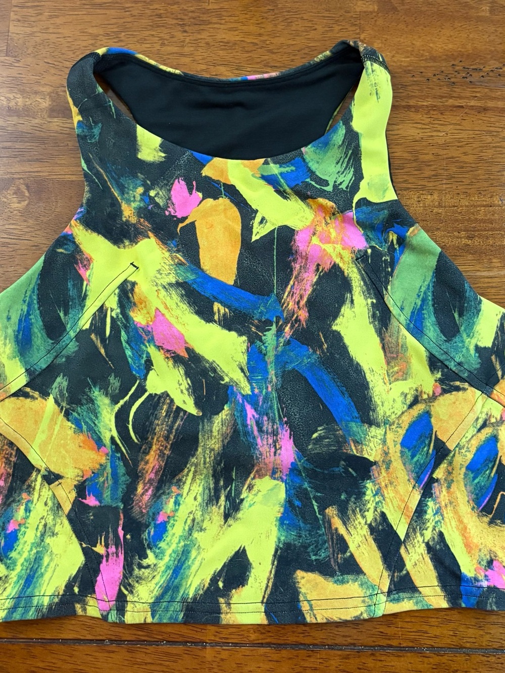 Lululemon Women’s Abstract Brushstroke Crop Sports Tank Top - Neon Multi